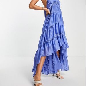 ASOS Design Halter Tiered Backless Dress
